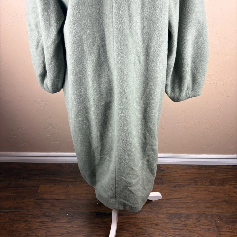 Zara Seafoam Green Wool Alpaca Winter Coat Long Oversized Women’s XS Italian
